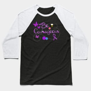 Be Courageous Purple Awareness ribbon Baseball T-Shirt